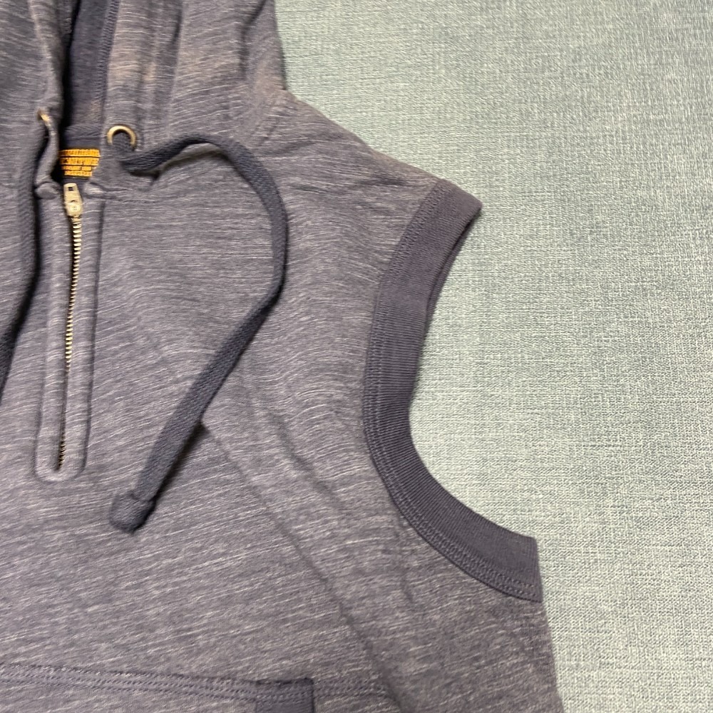 Civilianaire Knitwear Hooded Vest Mens M Gray Fleece Lined Drawstring 1/4 Zip - Picture 4 of 12